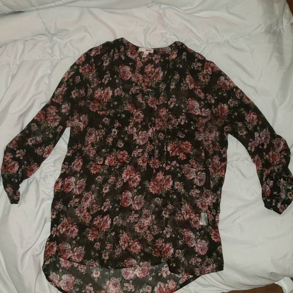 BONGO sheer floral shirt